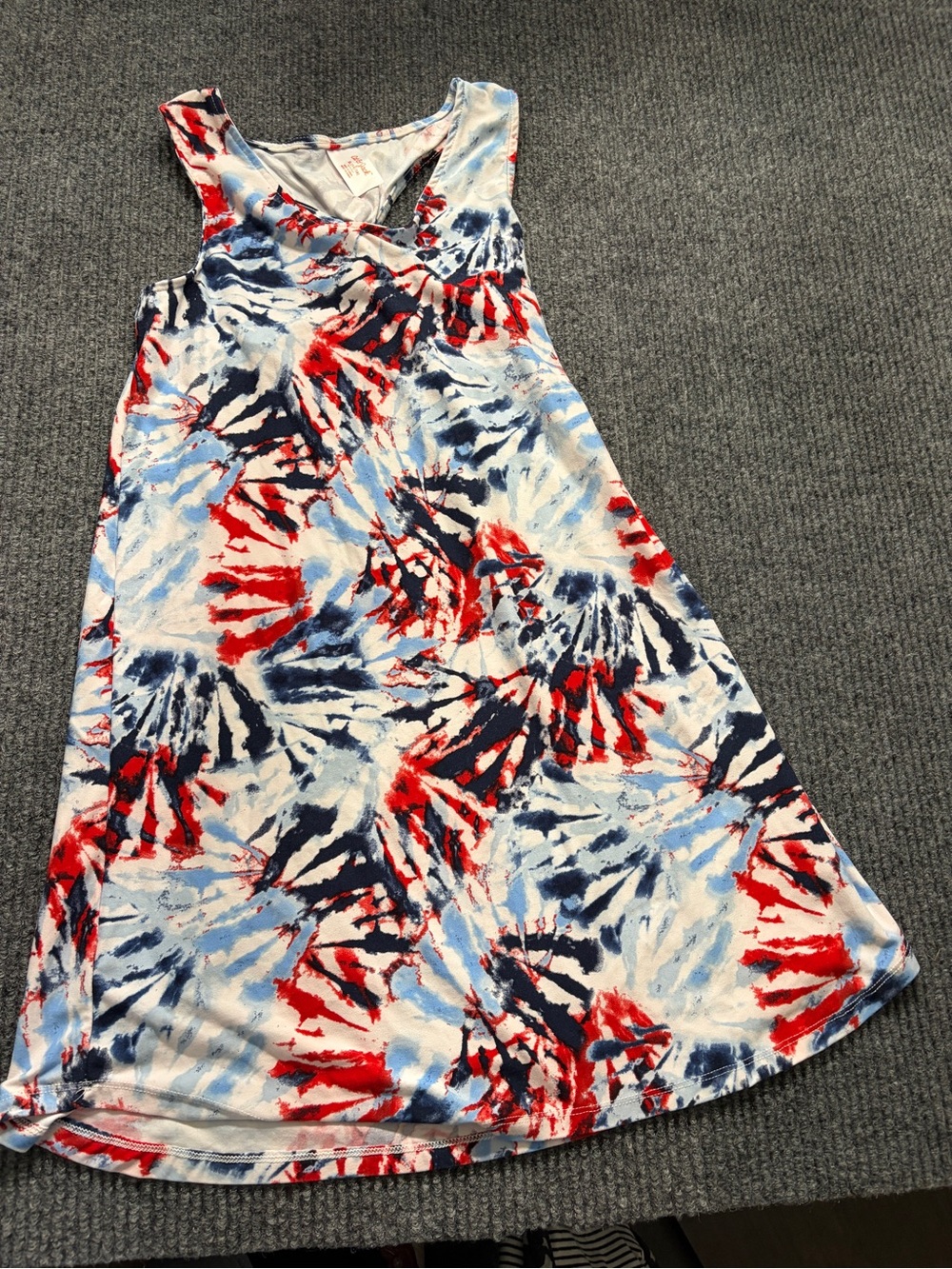 Cat & Jack Sleeveless Tie-Dye Midi Dress - Red, Navy & Light Blue